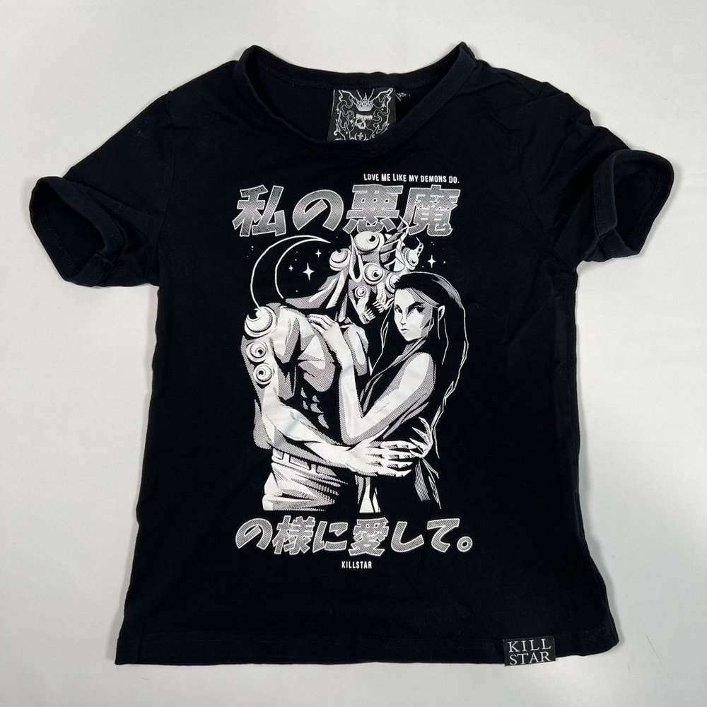 Killstar Demon Lover XS Black Graphic Print‎ Tee Goth